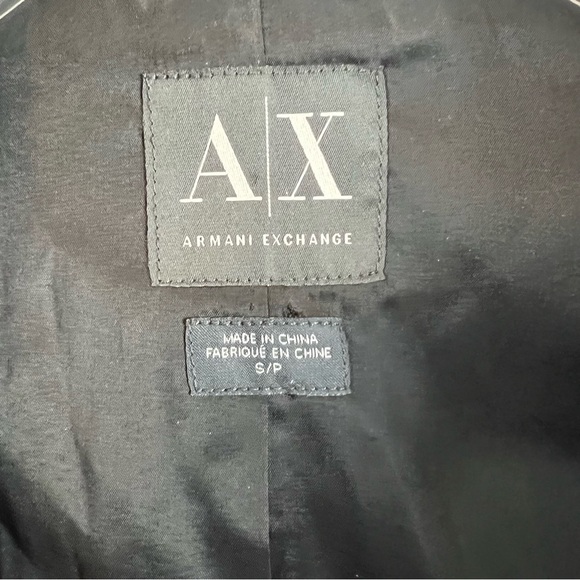 ARMANI EXCHANGE A/X Moto Jacket Black Vegan Leather Wool Small Grunge Goth - Picture 7 of 8